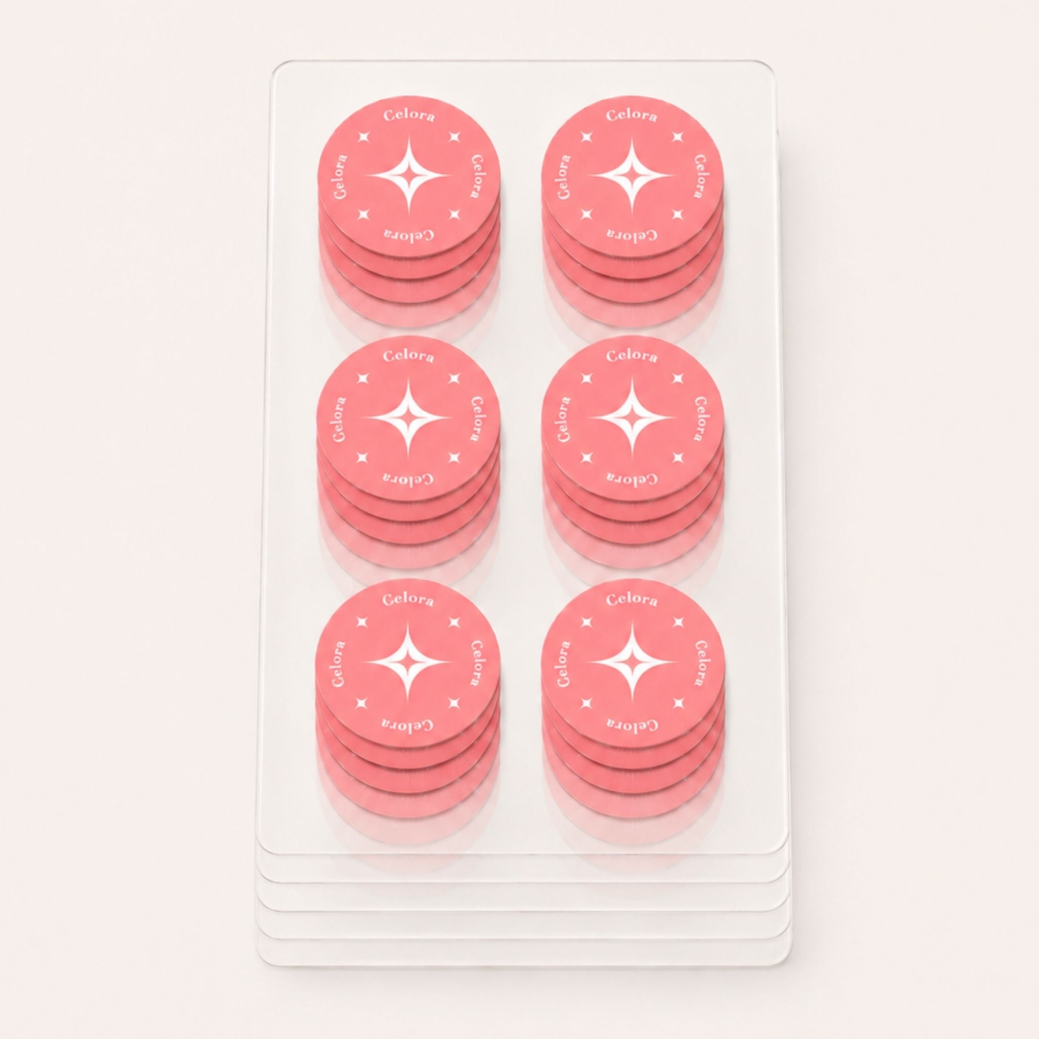 Celora Collagen Patches in pink on clear sheets